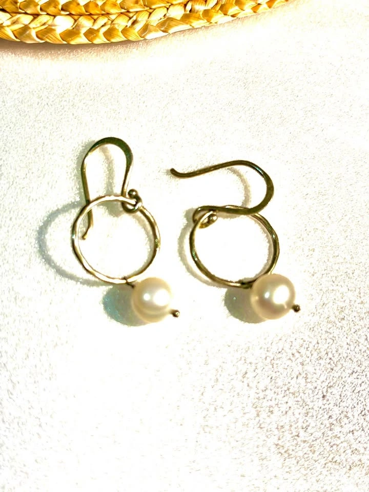 Pearl Drop Hoop Earrings