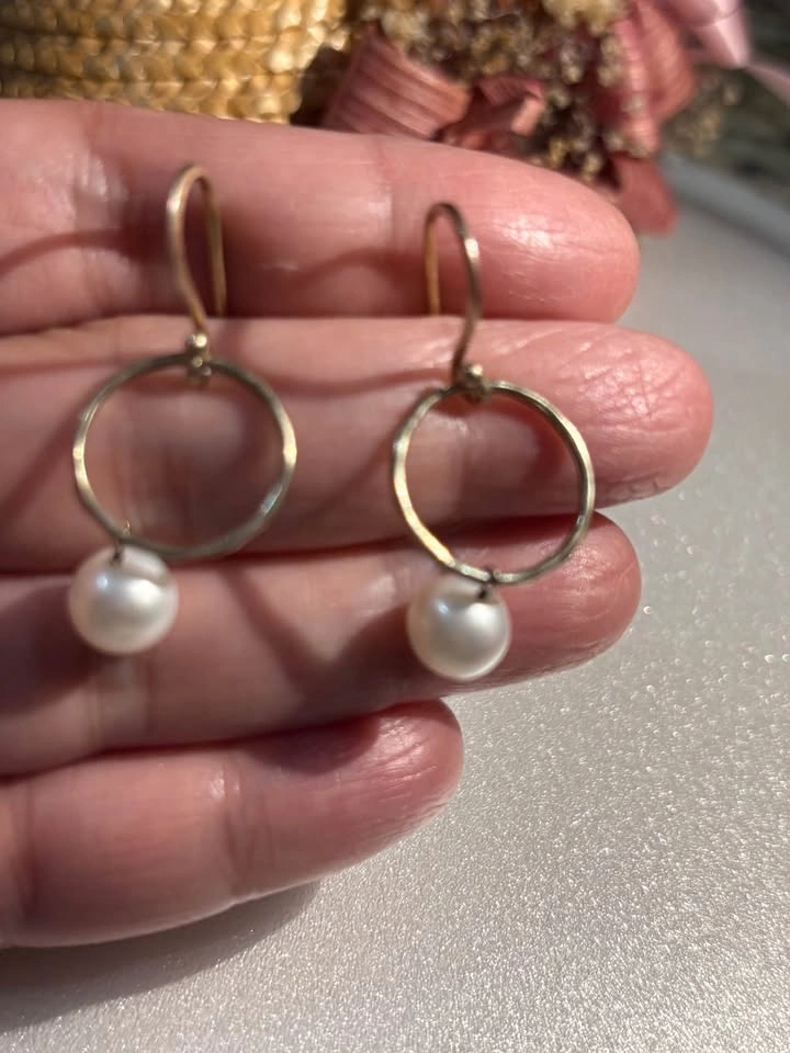 Pearl Drop Hoop Earrings - photo 2