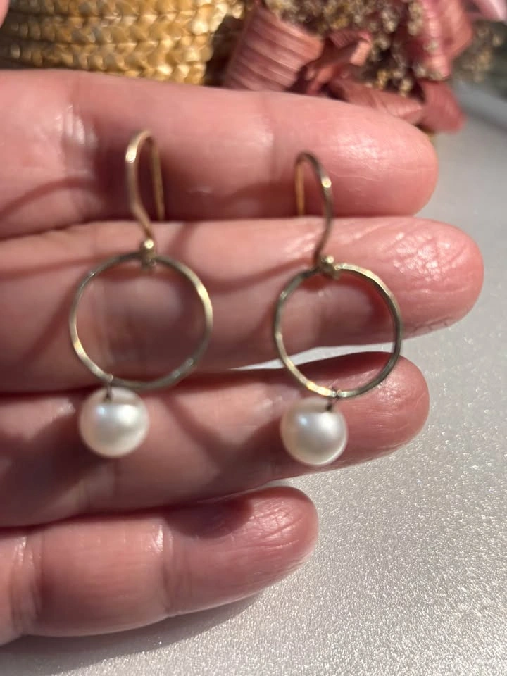 Pearl Drop Hoop Earrings - photo 3