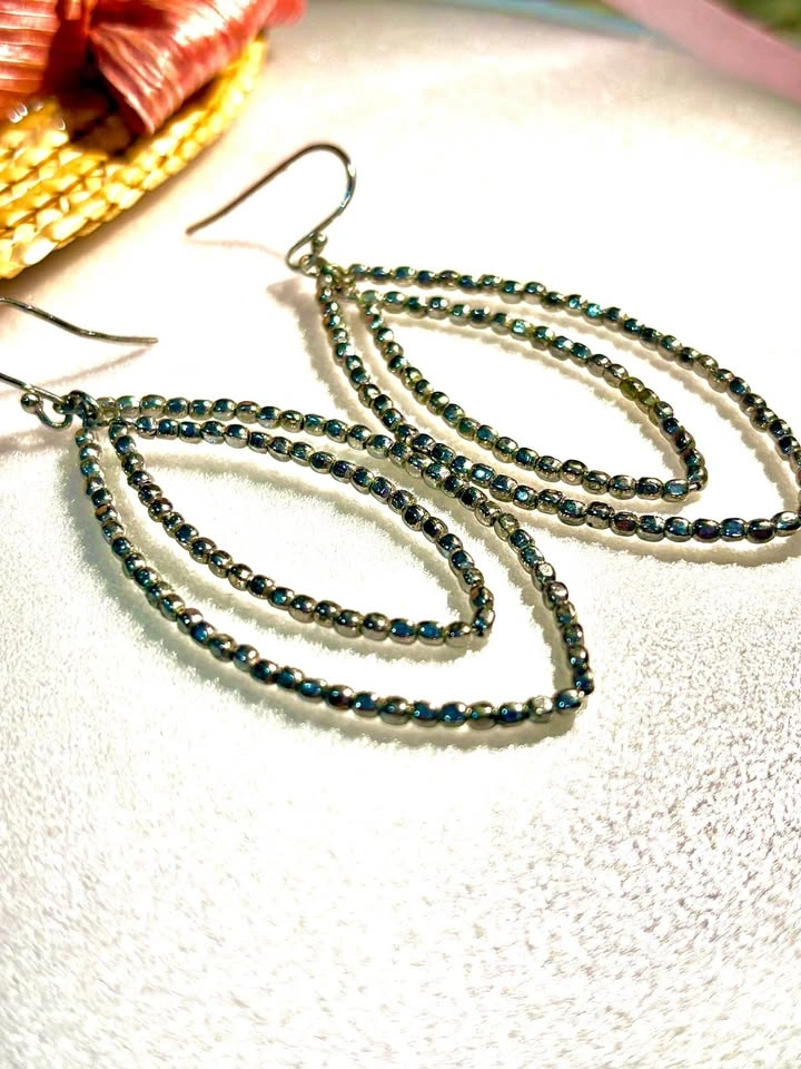 Double Layer Teardrop Beaded Earrings