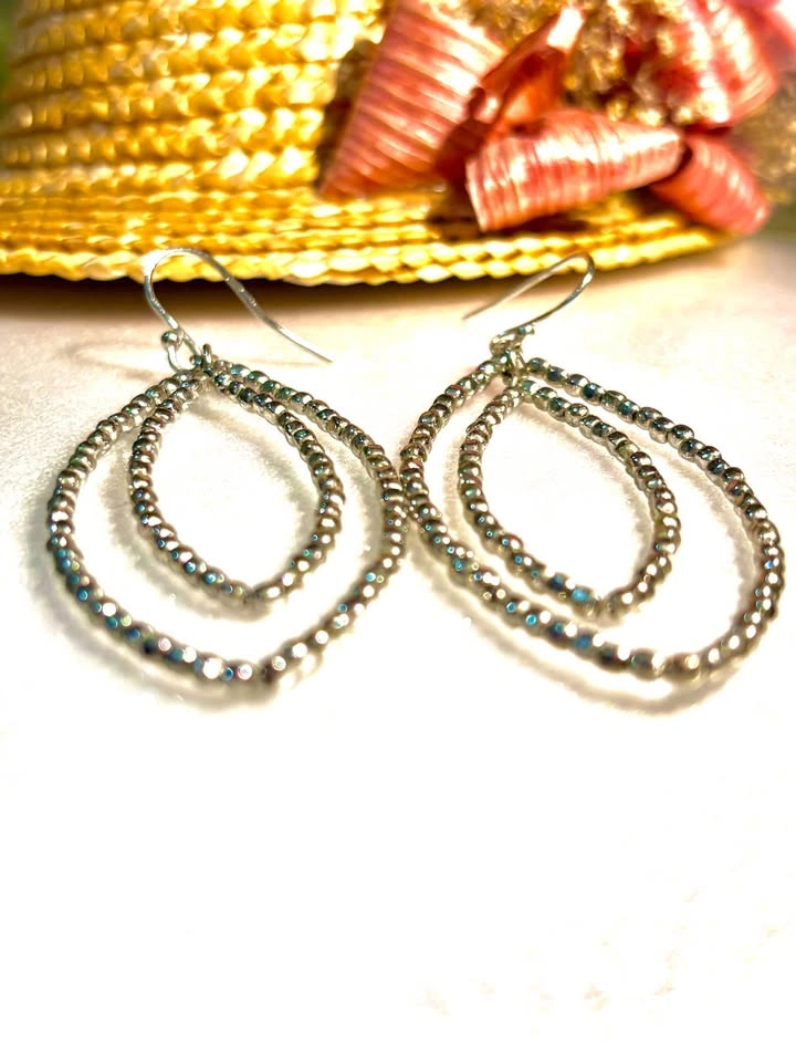 Double Layer Teardrop Beaded Earrings - photo 2
