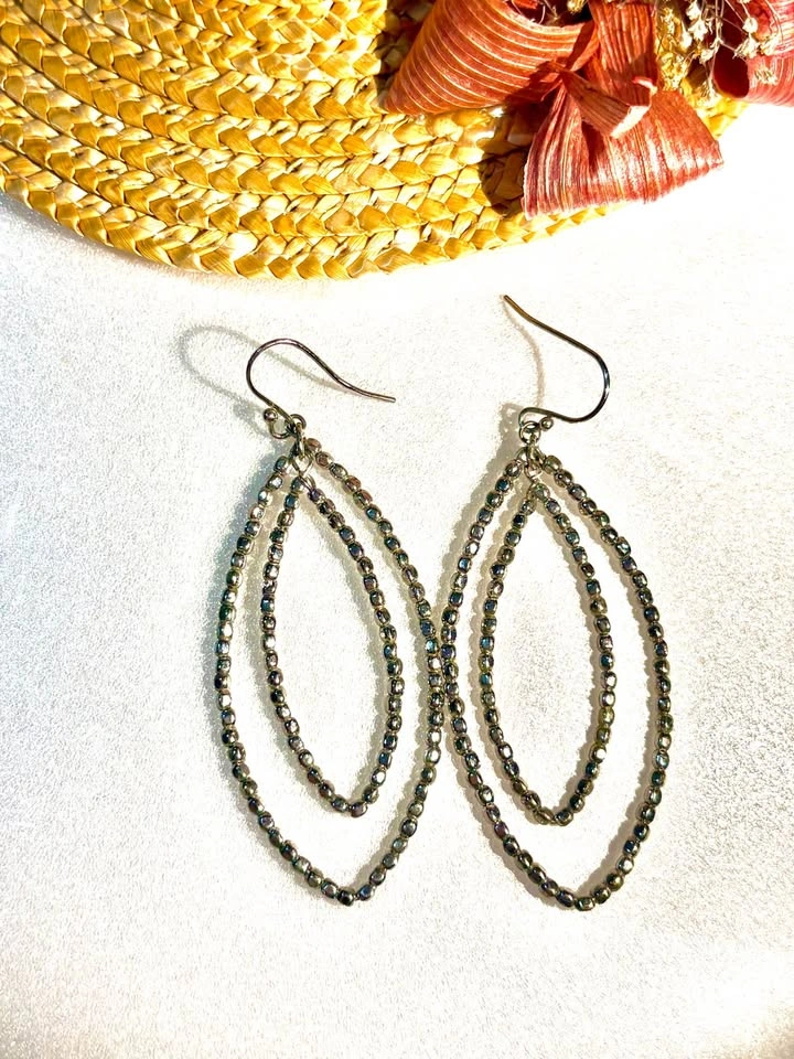 Double Layer Teardrop Beaded Earrings - photo 4