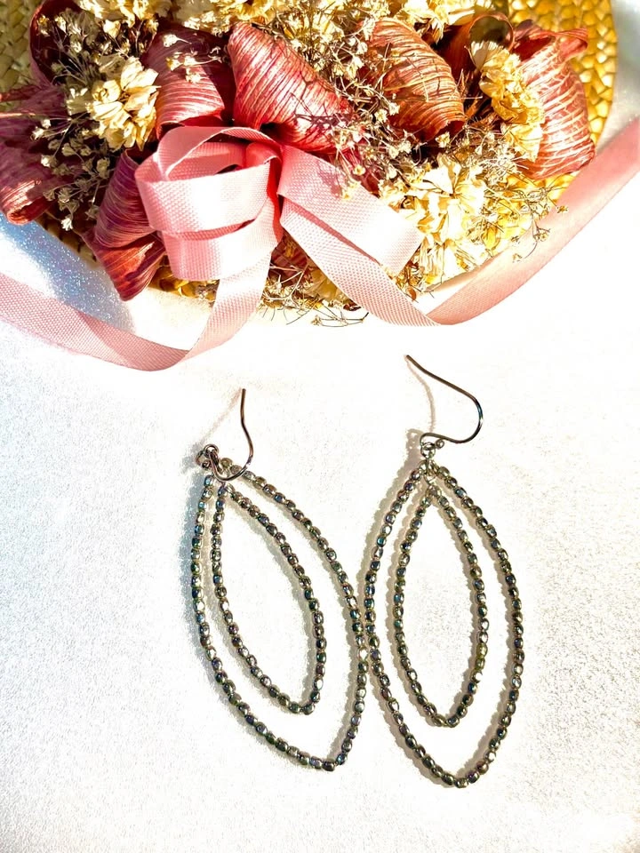 Double Layer Teardrop Beaded Earrings - photo 5