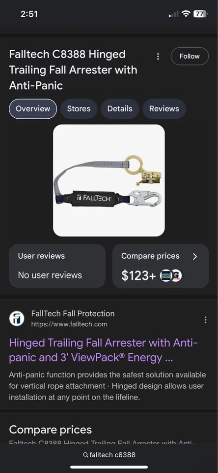 Brand new falltech c8388 fall arrest lanyard