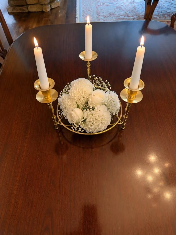 Vintage Brass Taper Candle Holder With Centrepiece - photo 2