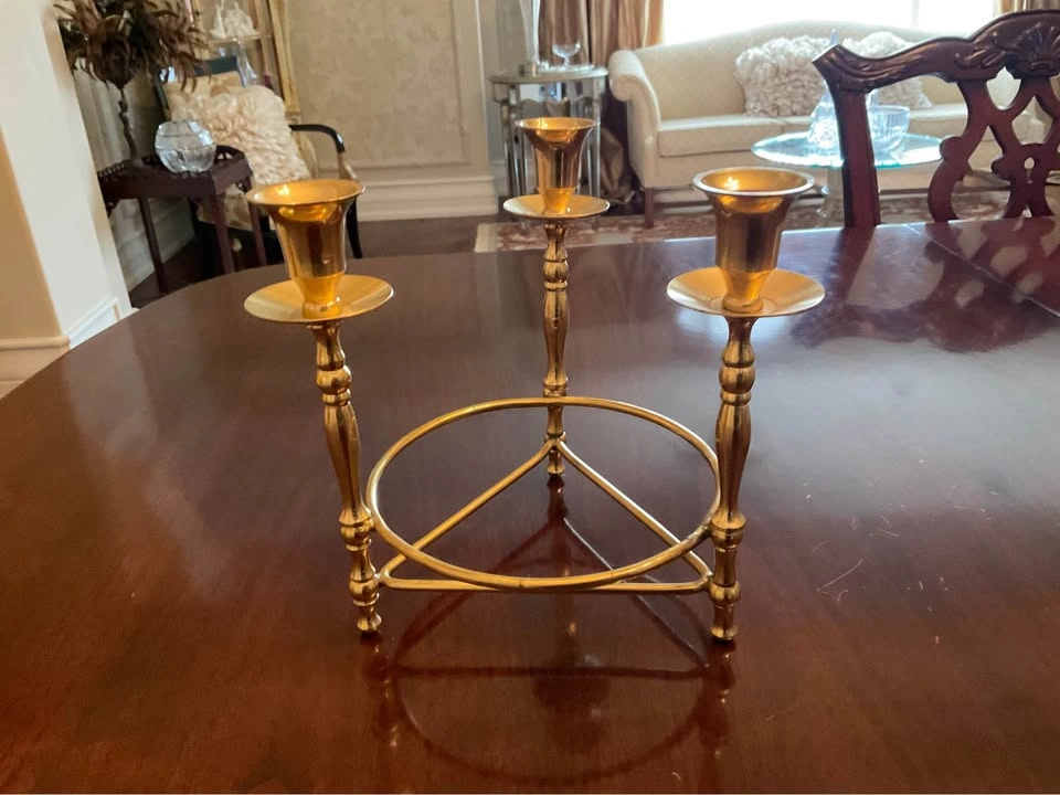 Vintage Brass Taper Candle Holder With Centrepiece - photo 3