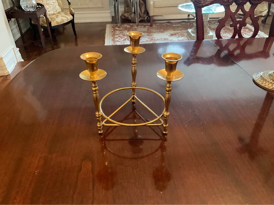 Vintage Brass Taper Candle Holder With Centrepiece - photo 4
