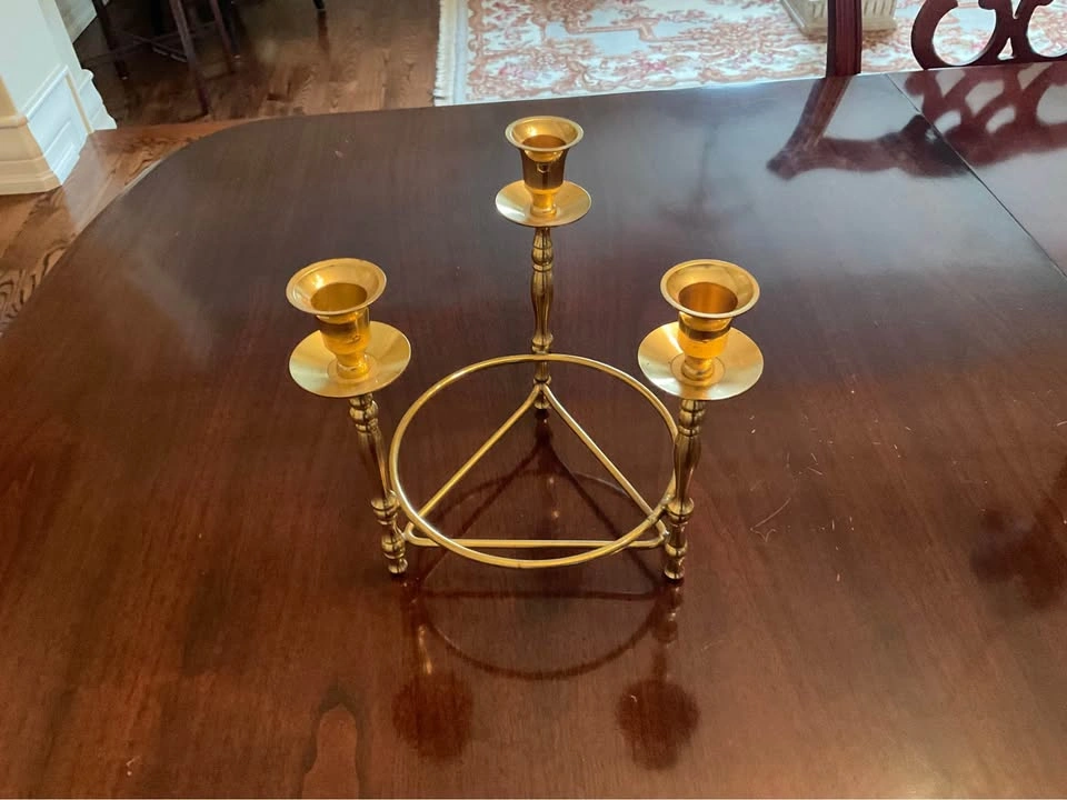 Vintage Brass Taper Candle Holder With Centrepiece - photo 5