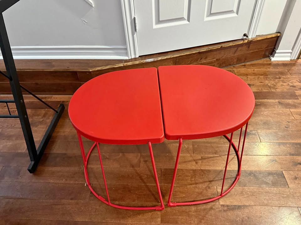 🪑 Set of 2 Red Half-Moon Side Tables – $15 for Both 🪑