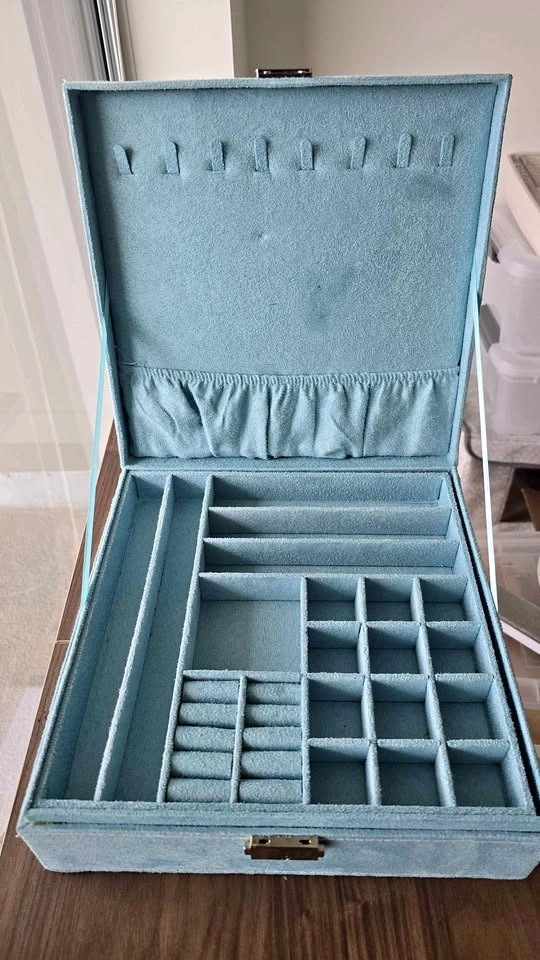 Light Blue Two-Tier Jewelry Box