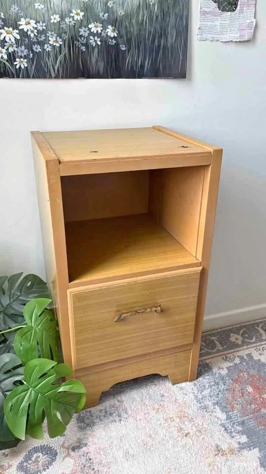 Wooden Nightstand with Drawer and Shelf