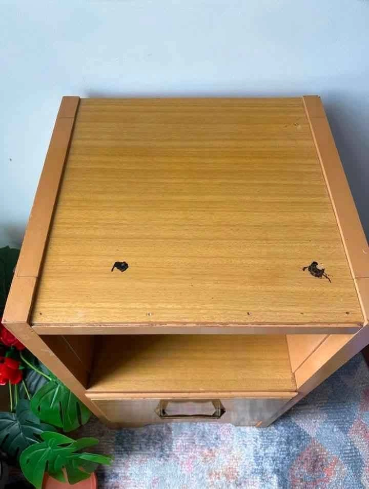 Wooden Nightstand with Drawer and Shelf - photo 3