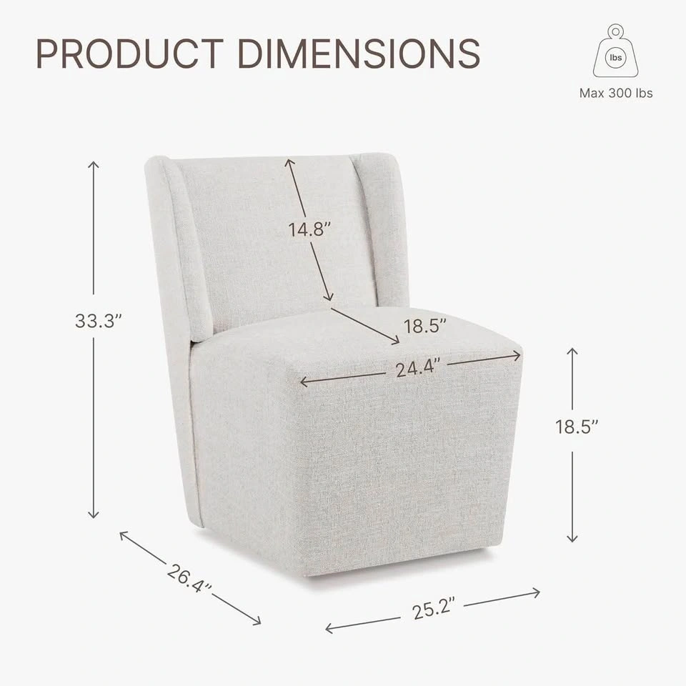 Modern Wingback Accent Chair in Beige Fabric set of 1 - photo 2