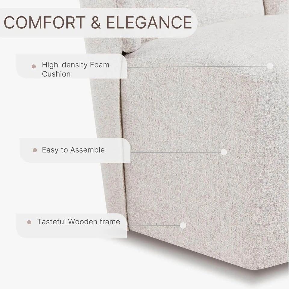 Modern Wingback Accent Chair in Beige Fabric set of 1 - photo 3