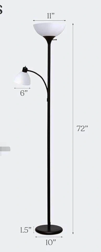 Black Metal Torchiere Floor Lamp with Reading Light - photo 3