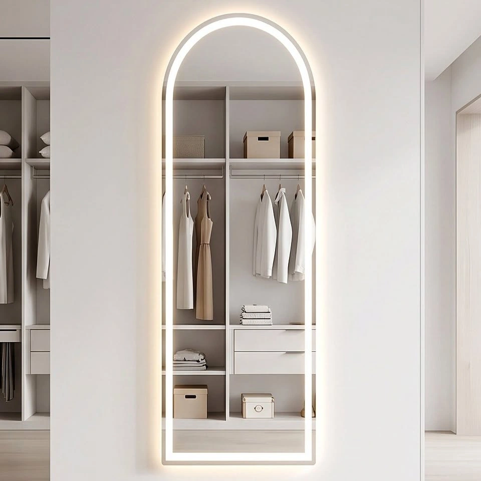 Modern Floor Mirror with LED Lights