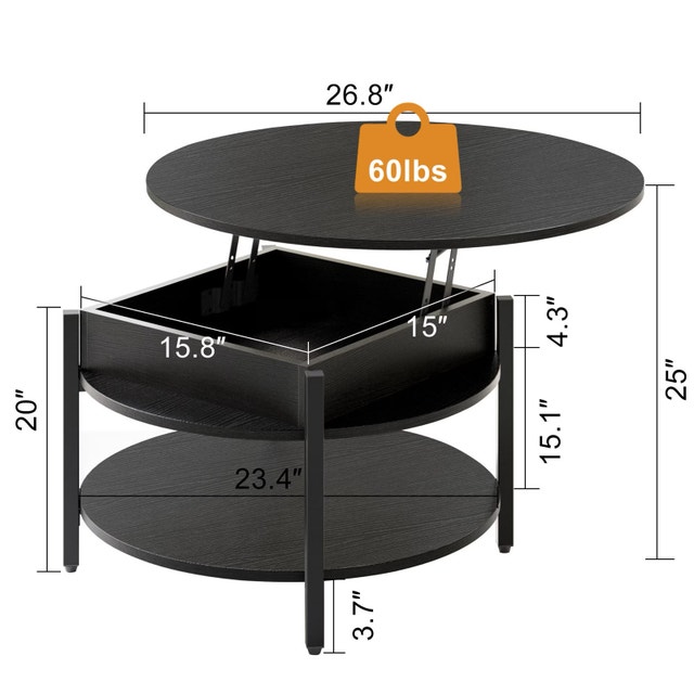Round Lift-Top Coffee Table - photo 2
