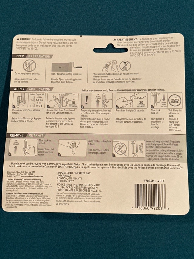 3M Command Damage-Free Hanging Matte Black Hook Set - photo 2