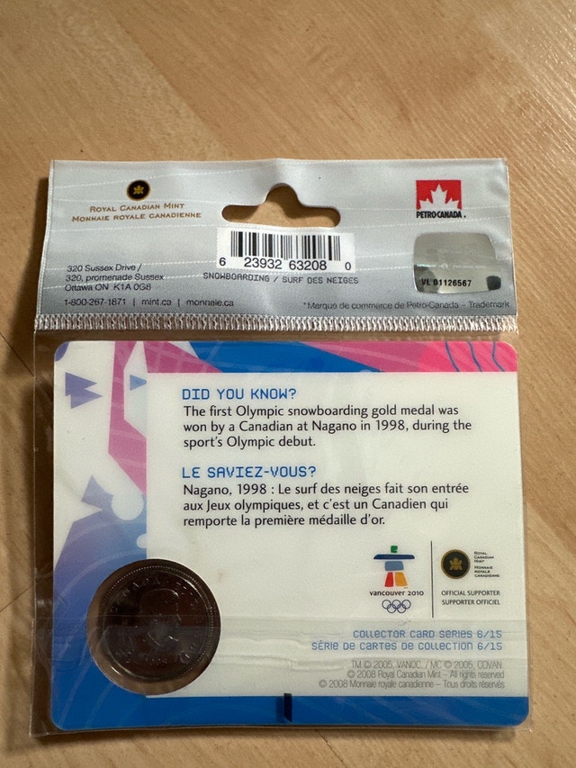 Royal Canadian Mint Vancouver 2010 Snowboarding Coin Card - photo 2