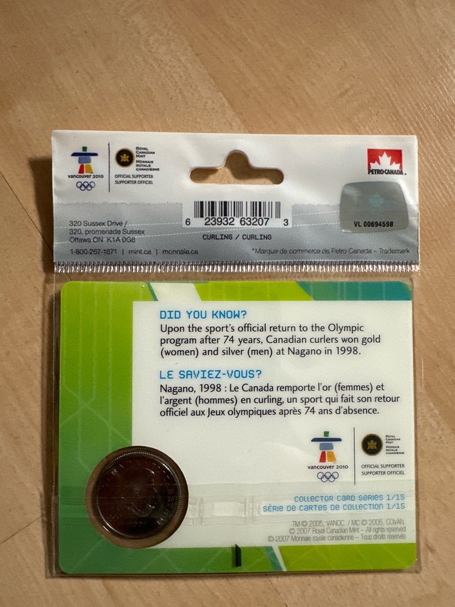 Royal Canadian Mint Vancouver 2010 Curling Coin Card - photo 2