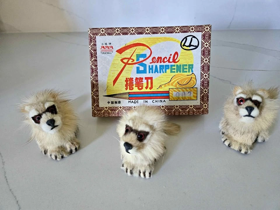 GREAT WALL Vintage Furry Animal Pencil Sharpeners 3-Pack