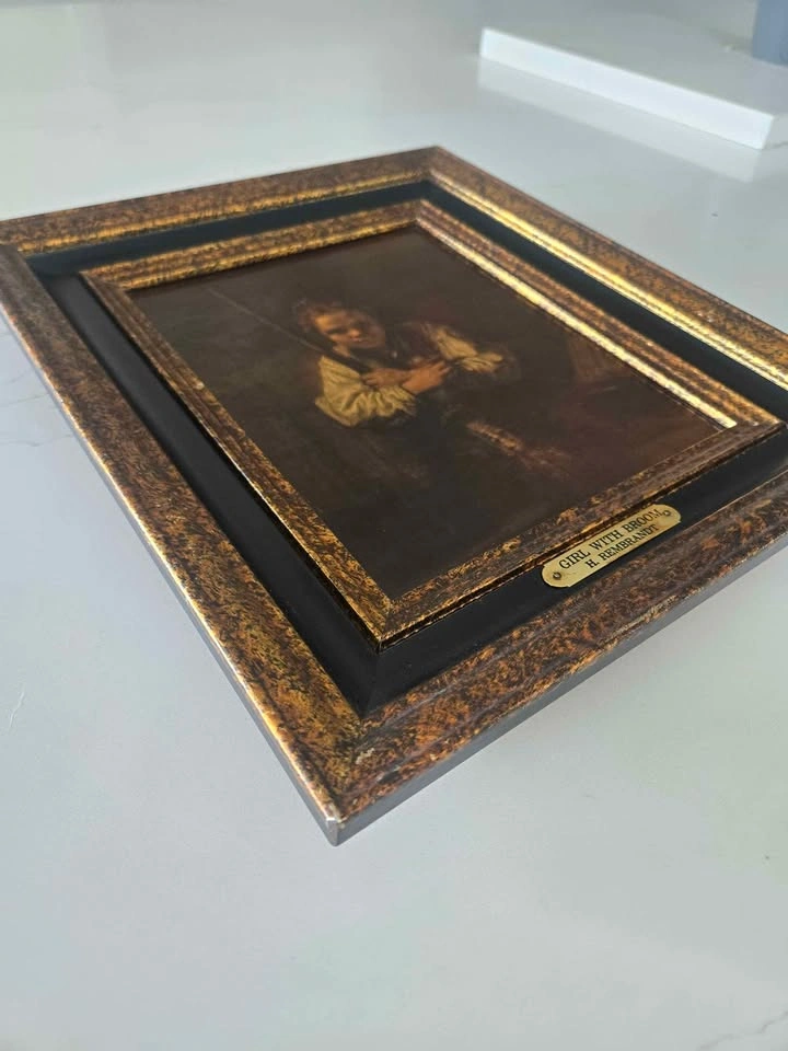 Framed "Girl with Broom" by Rembrandt - photo 2