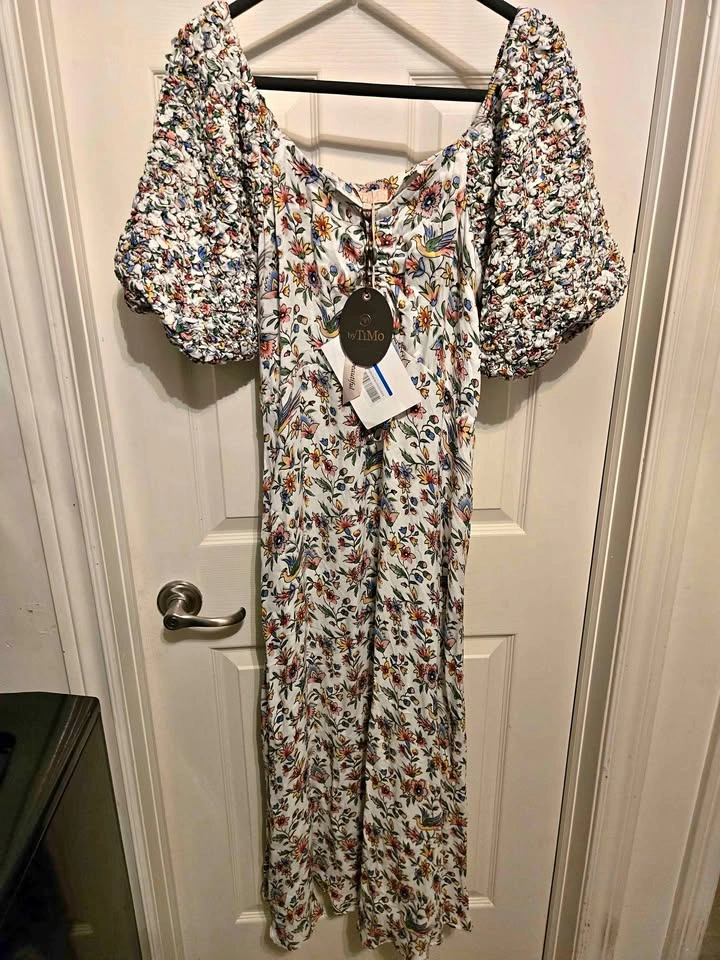 BYTIMO Off-the-shoulder Floral Midi Dress Size XL