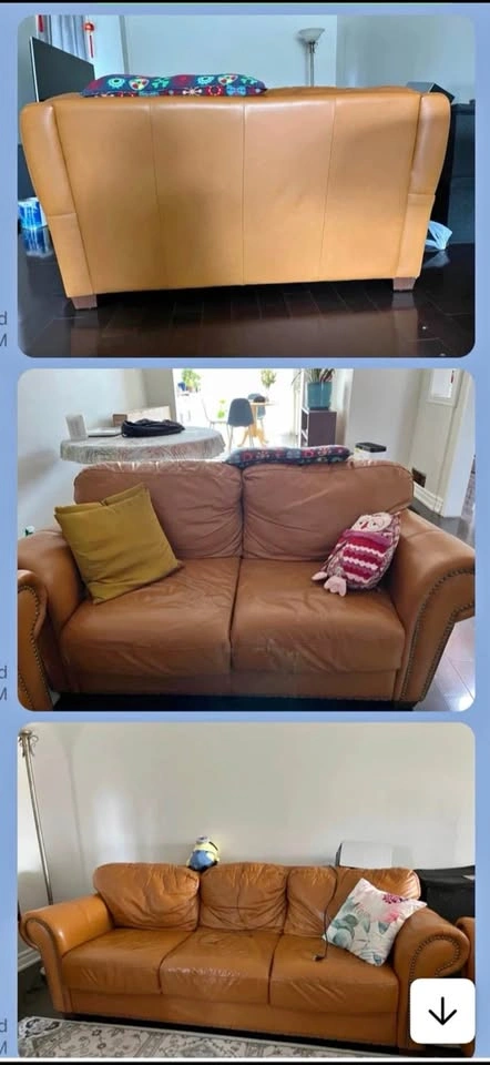 Leather Sofa and Loveseat Set with Nailhead Trim