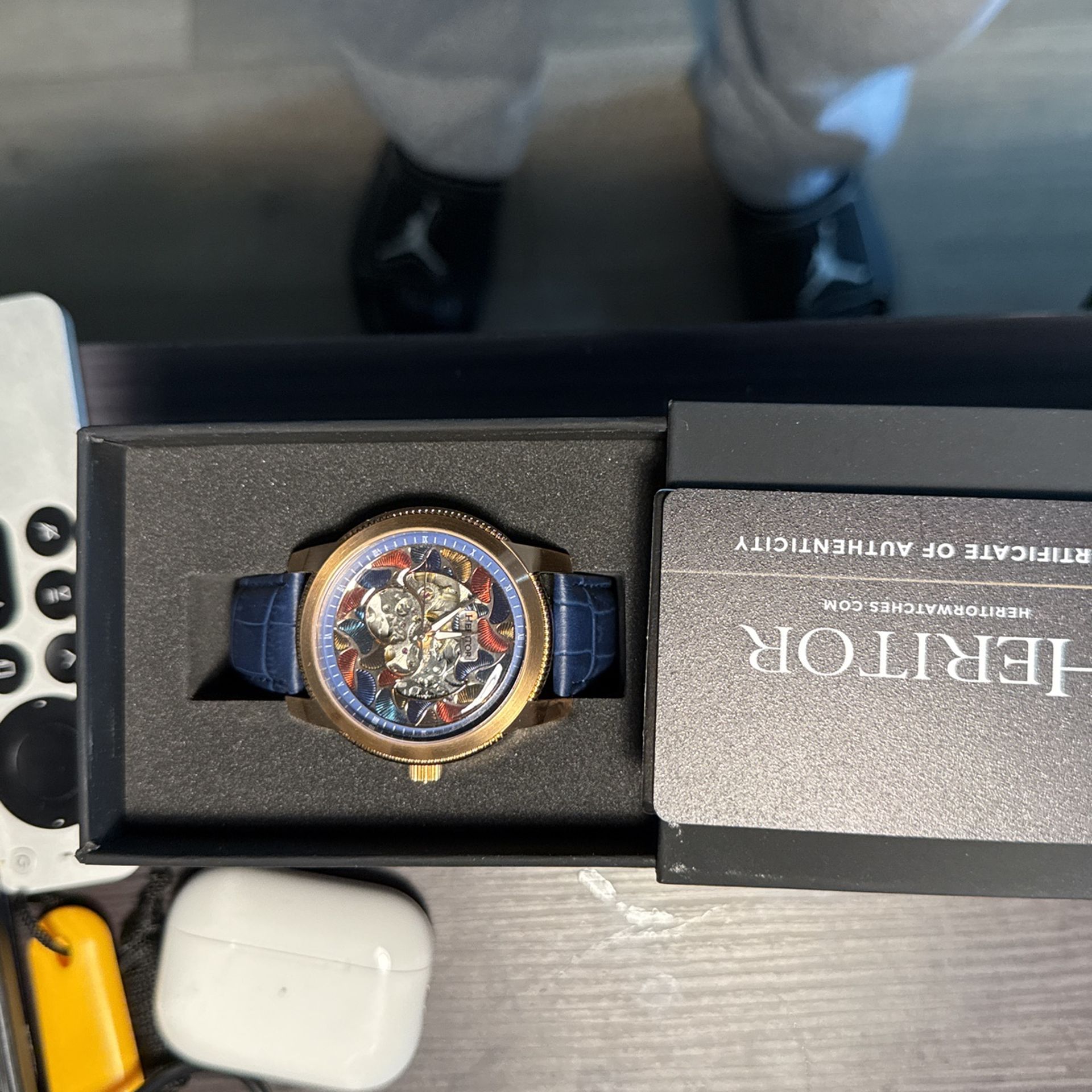 HERITOR Emmanuel Semi-Skeleton Rose Gold/Blue Watch - photo 2