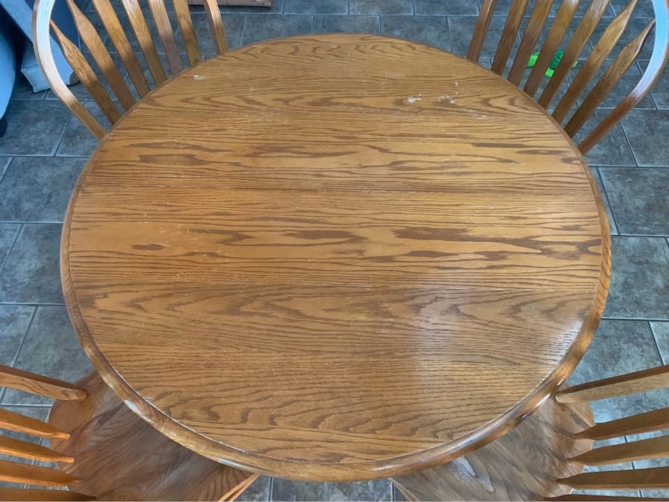 Oak Round Table and Chairs with Leaf Insert - photo 5