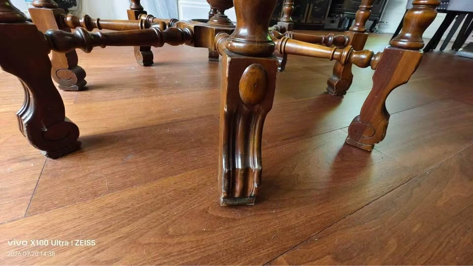 Antique Octagonal Parlor Table – Sunburst Wood Inlay & Spindle L - photo 3