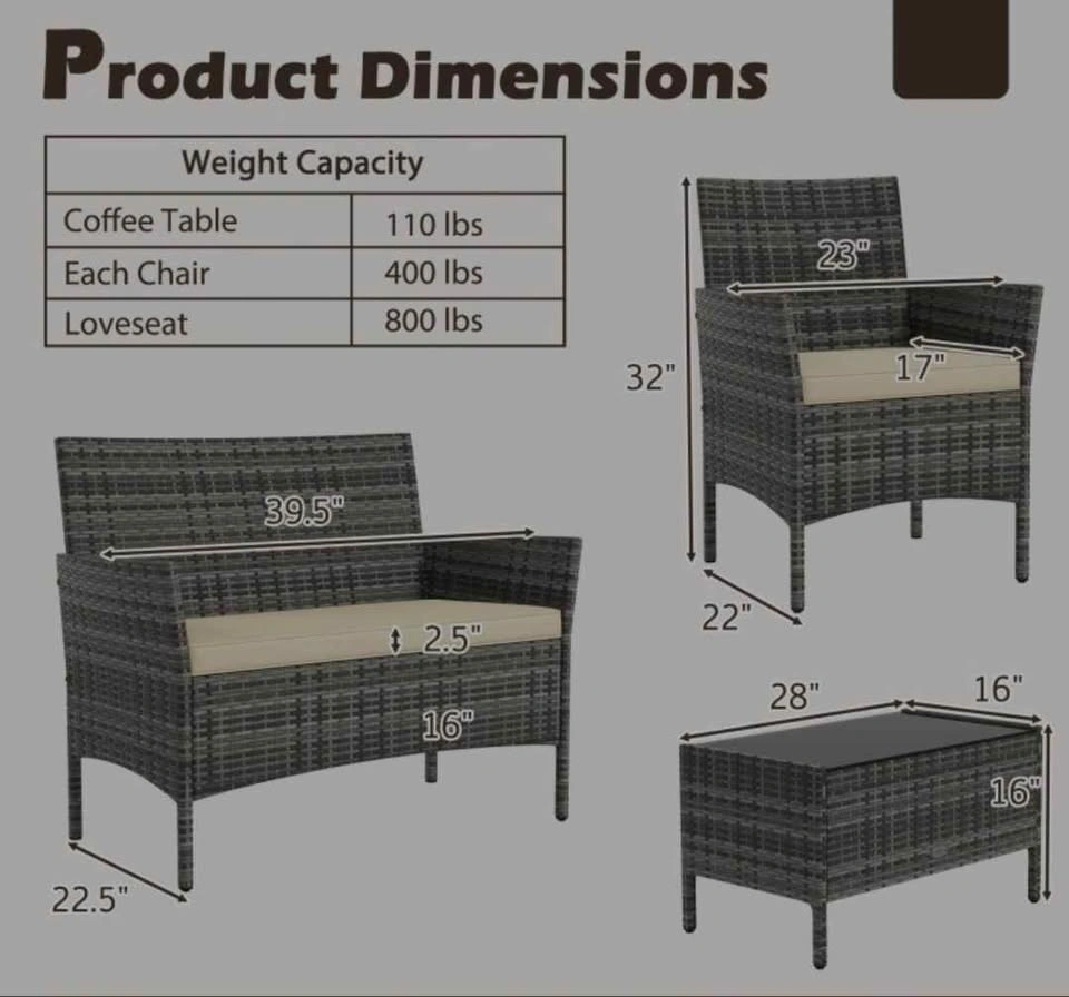 Brand new 4pc patio conversation set in box - photo 2