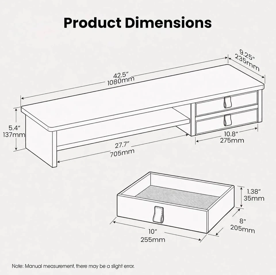42.5” Dual Monitor Stand With Drawers - photo 2