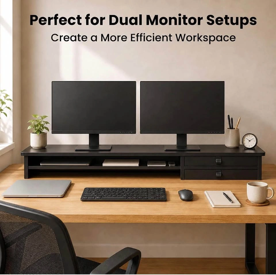 42.5” Dual Monitor Stand With Drawers - photo 5