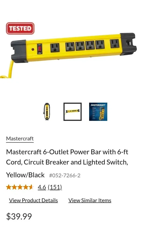 Mastercraft 6-Outlet Power Bar - photo 2