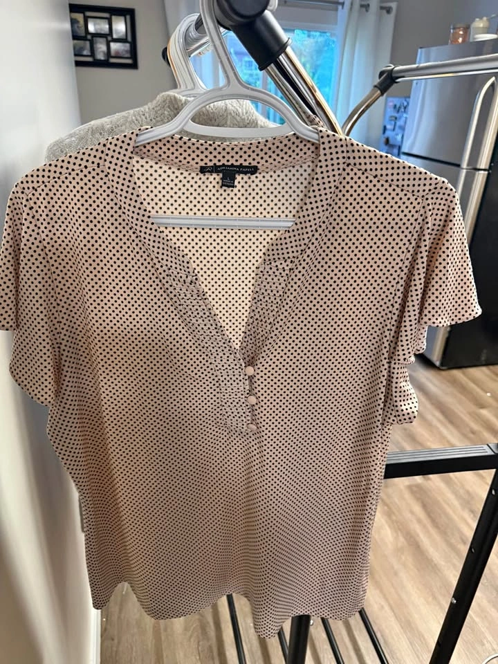Adrianna Papell Polka Dot Blouse Size L