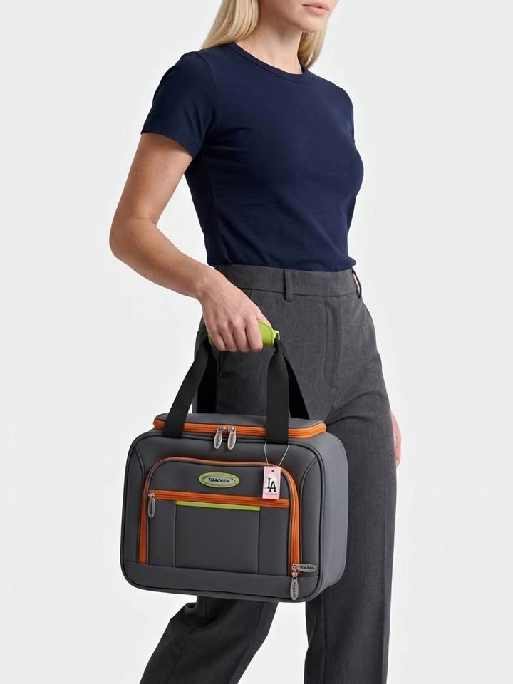 TRACKER Gray Orange Personal Item Travel Bag Like New