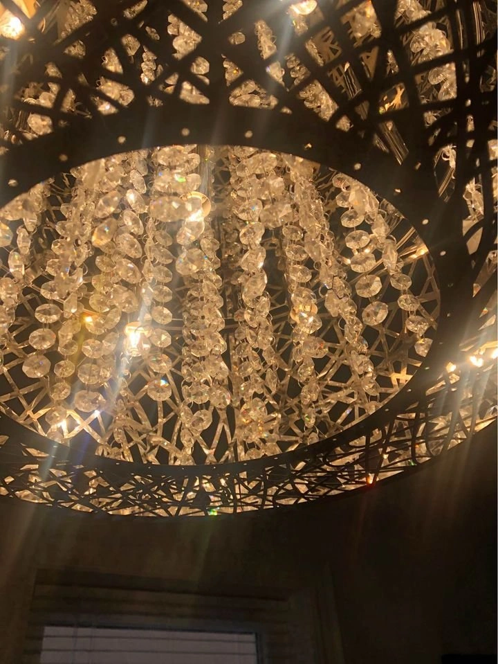 Modern Chrome and Crystal Drum Chandelier - photo 2