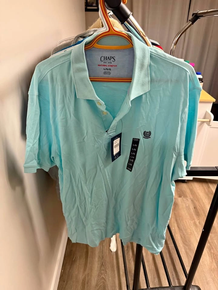 Chaps Natural Stretch Polo Shirt - Size Large