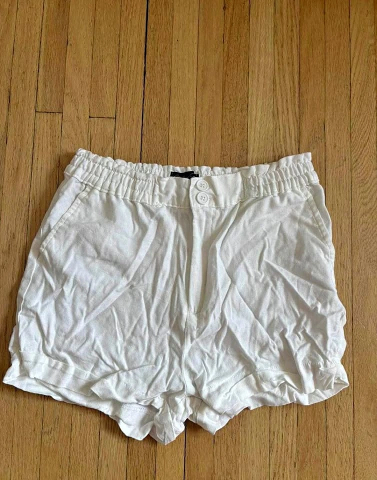 Urban Planet White Linen-Blend Shorts