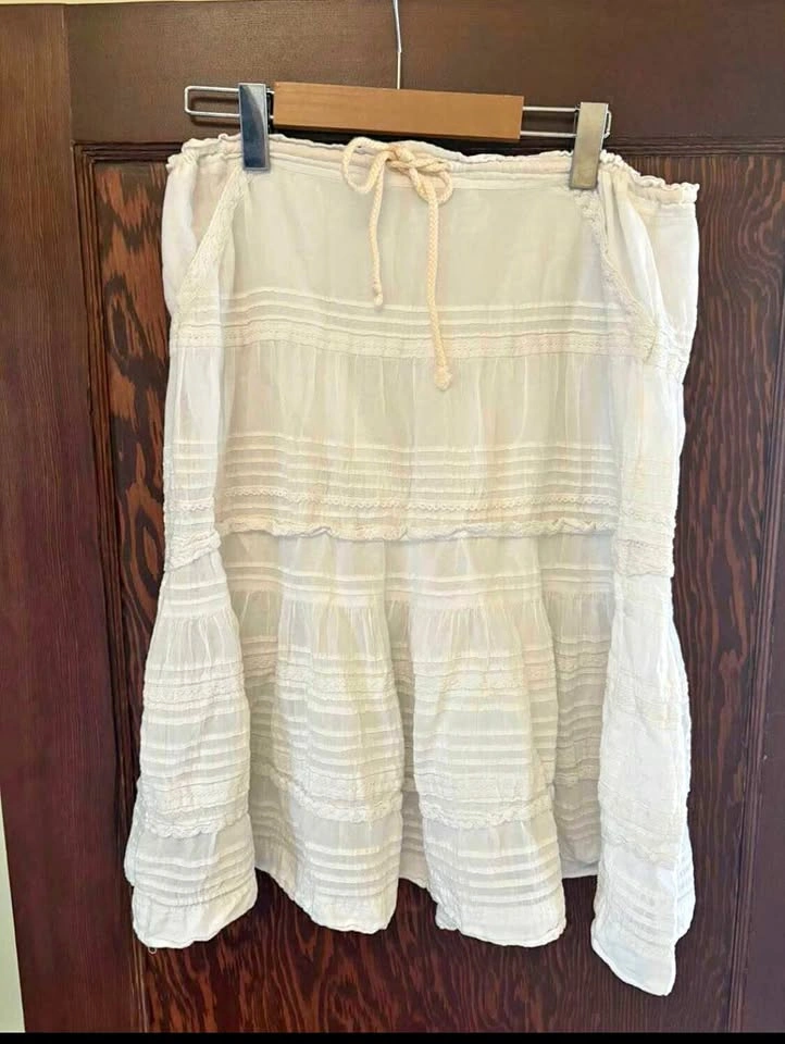 White Tiered Lace Skirt