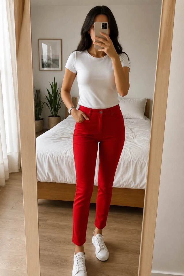 Red Women’s Skinny Pants – Excellent Condition - photo 3