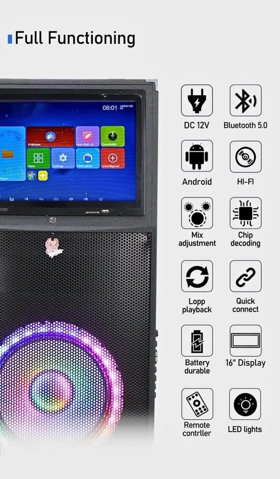 Very Powerful Touch Screen Speaker with 2 Wireless Mics