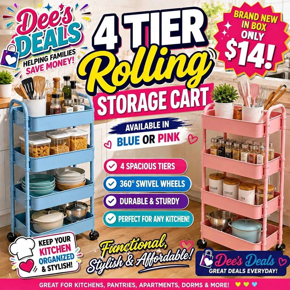 4 Tier rolling storage cart BRAND new in box $14
