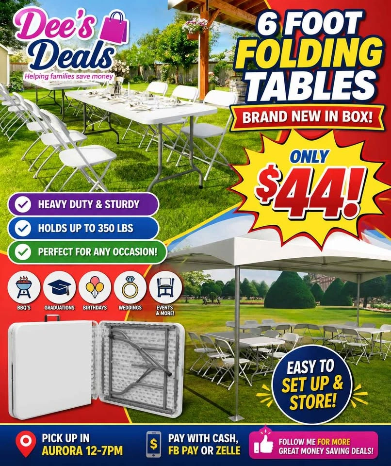 6 foot folding tables BRAND NEW IN BOX ONLY $44 - photo 3
