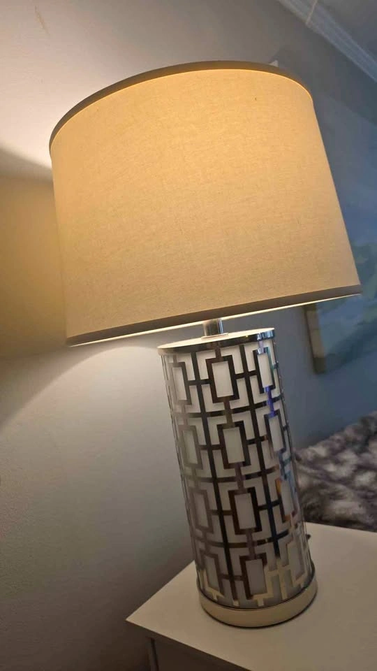 Modern Geometric Table Lamp with Drum Shade