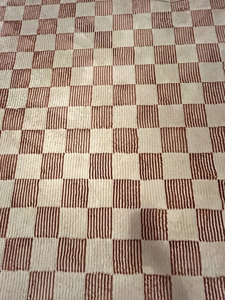 Red/Rust Checkered Machine Washable Revive Rug (Gambit)