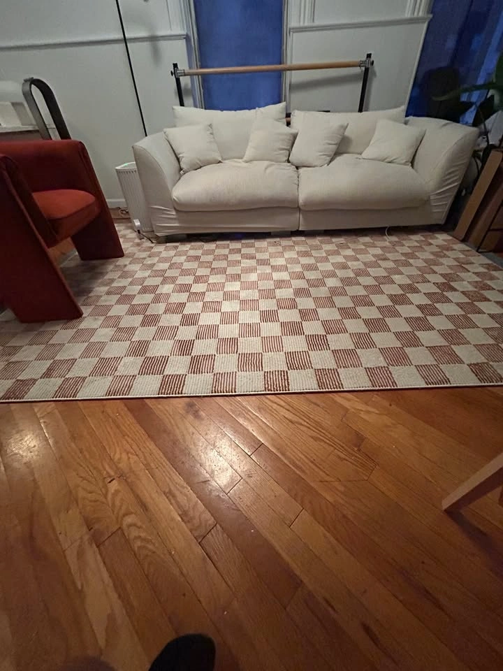 Red/Rust Checkered Machine Washable Revive Rug (Gambit) - photo 2