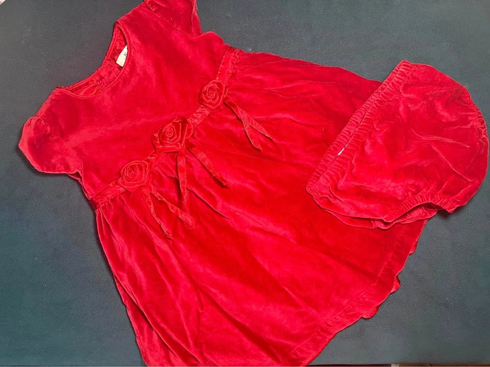 Baby Girls Red Velvet Dress 12M