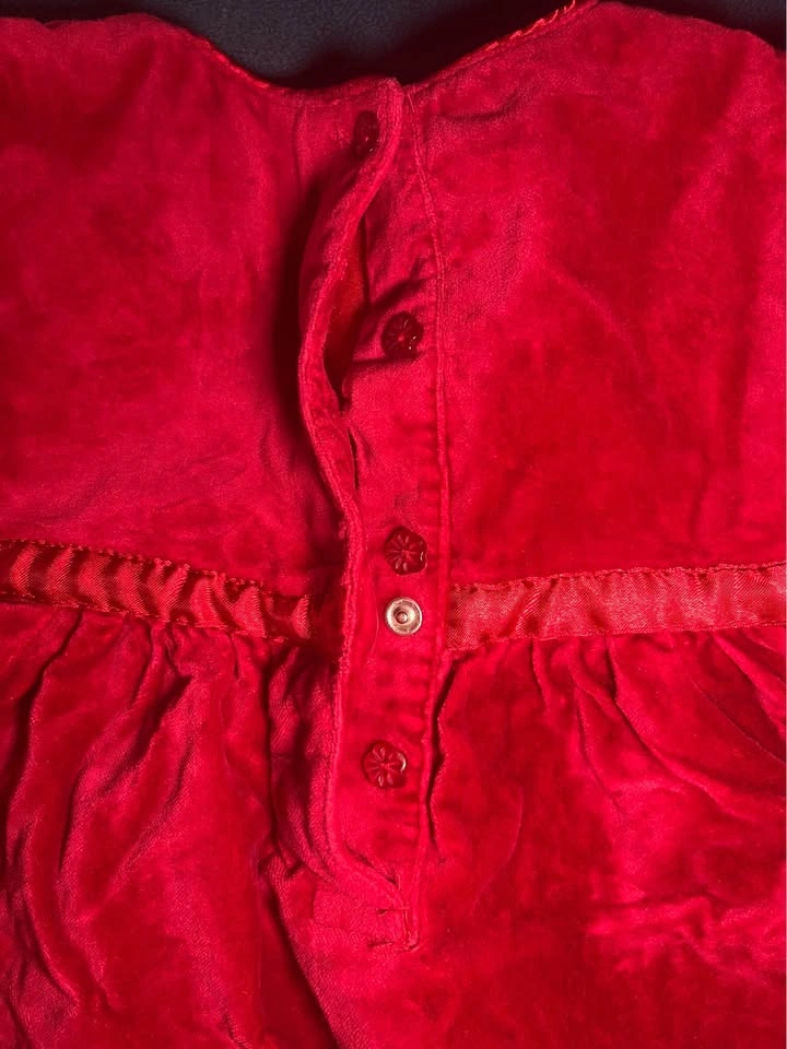 Baby Girls Red Velvet Dress 12M - photo 4